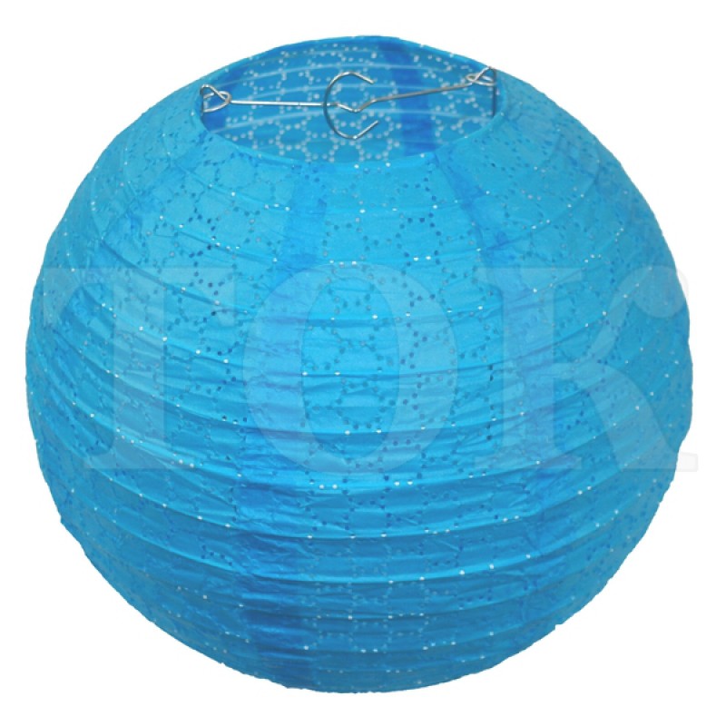 Бумажный фонарик с рисунком голубой 25 см. 0924-7